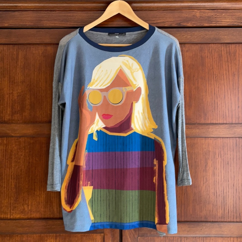 Zara long sleeve graphic T-shirt